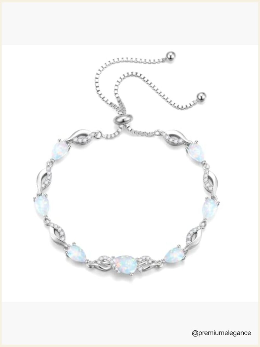 Sterling Silver Birthstone Teardrop Tennis Bracelet Adjustable - Picture 2 of 7